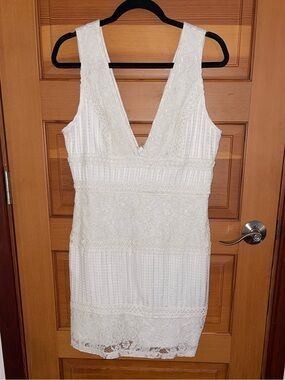 CLOSET CLOSEOUT SALE - Forever 21 White Lace V-Neck Mini Dress